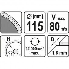 Disc diamantat continuu 115 mm ceramica Yato..